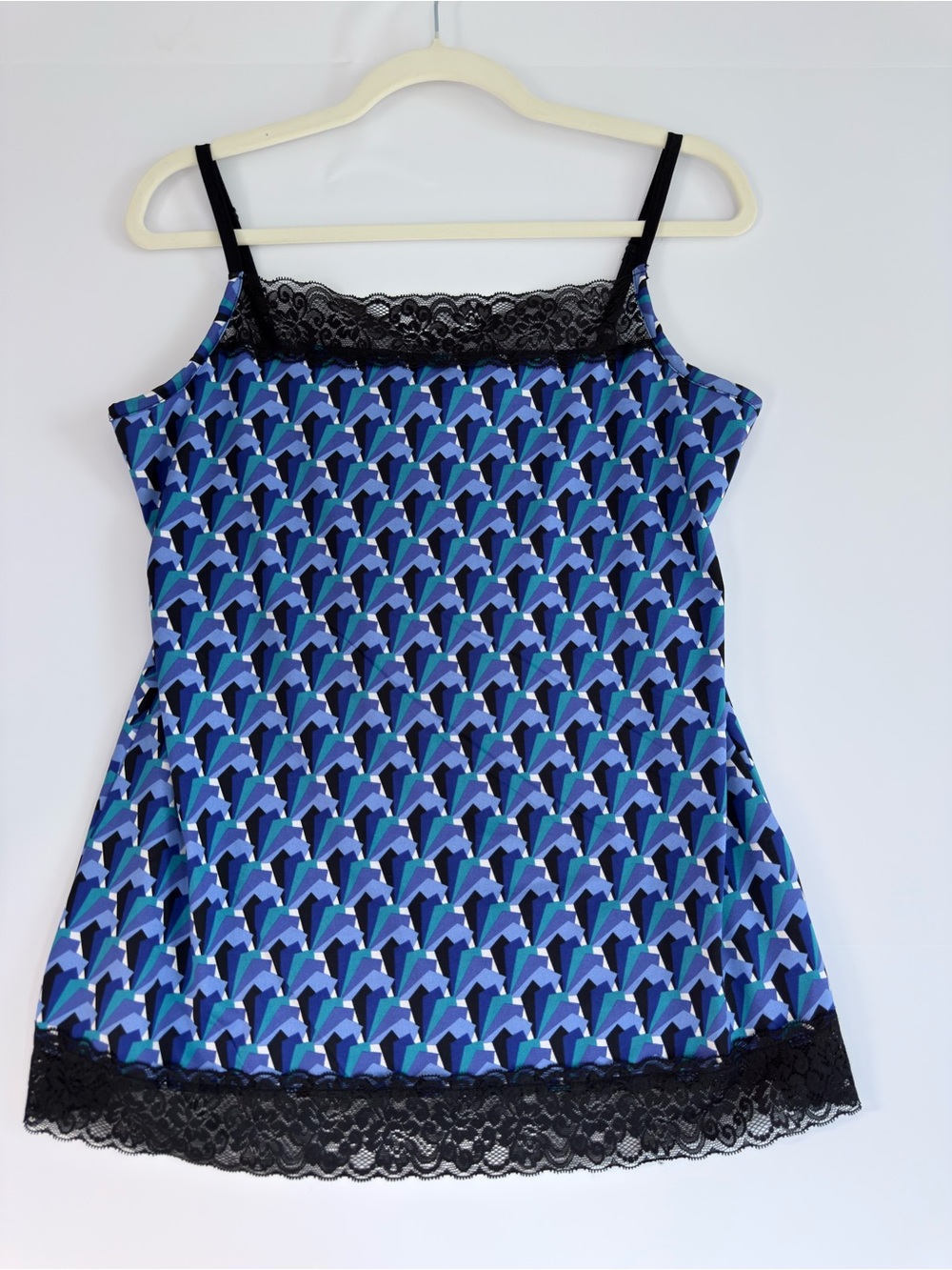 Fashion Bug Geometric Print Lace Trim Camisole Size Medium
